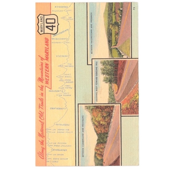 The National Old Trails Mountains of Western Maryland Linen Postcard - Picture 1 of 2